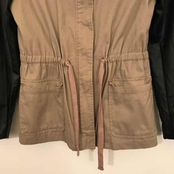 BOGO Olive & Oak Khaki Faux Sleeves Leather Jacket - Picture 5 of 8